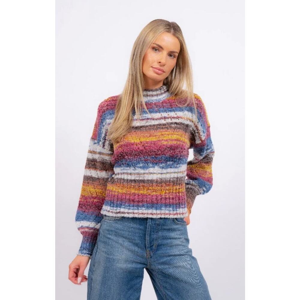 Central Park West Josie Pointelle Sweater - Red Combo Small
